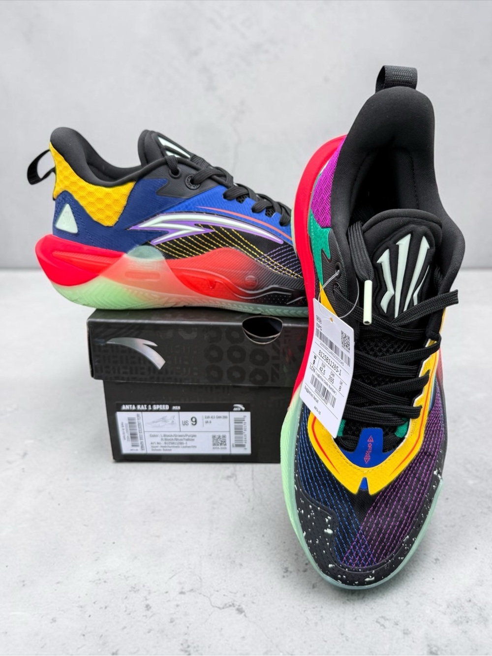 Anita Multicolor Athletic Sneakers - Black, Yellow, Blue, Pink, Green